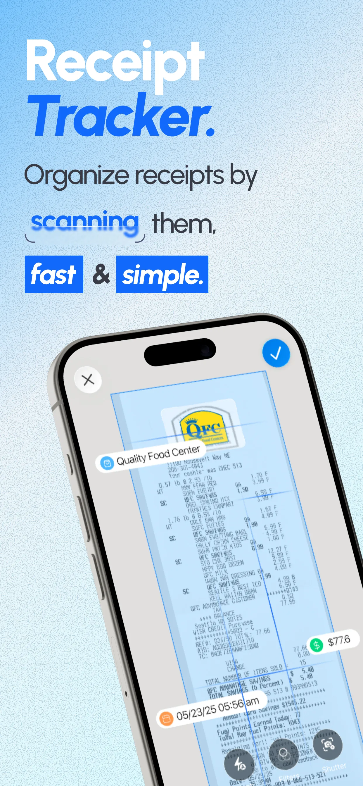 Receipt tracker dashboard