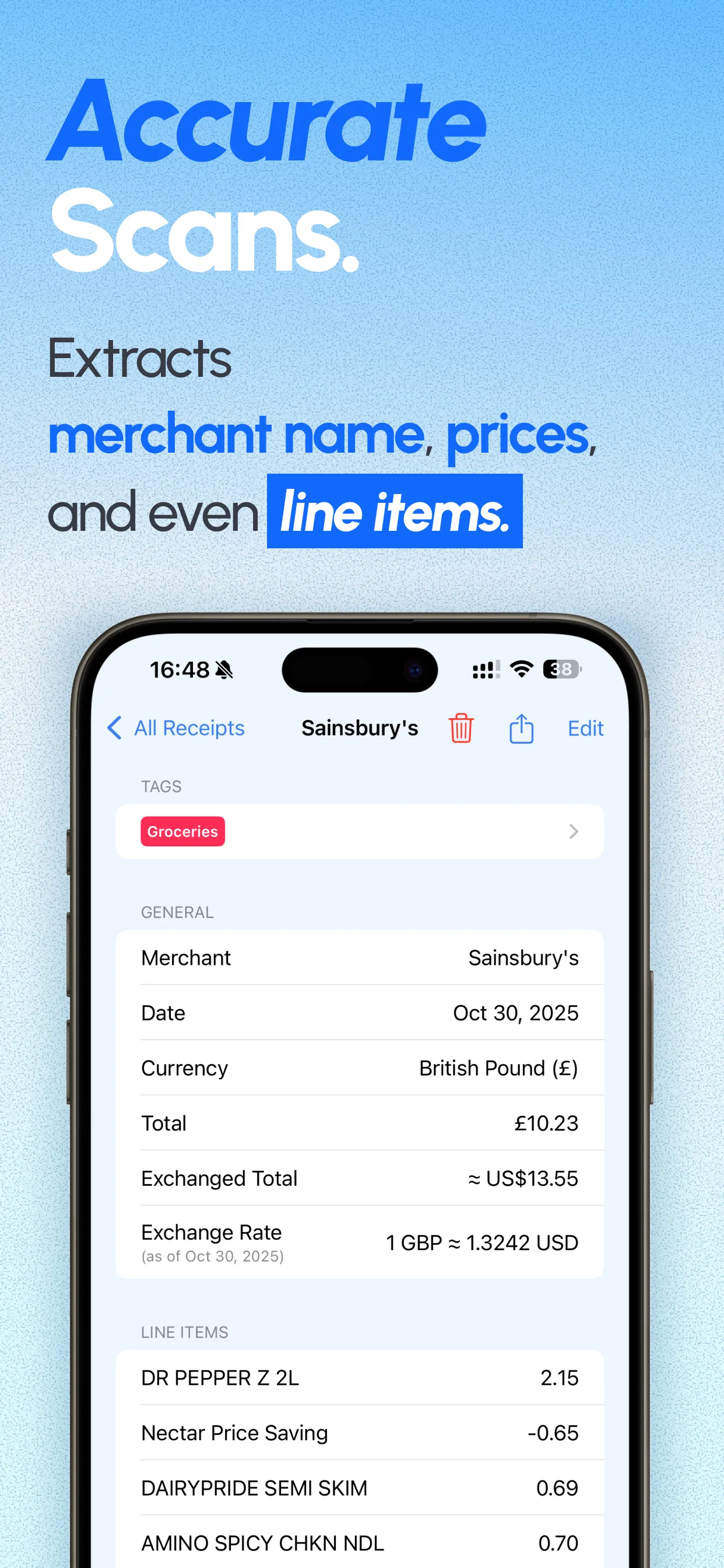 ReceiptGenie home screen